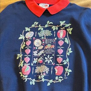 VINTAGE- Morning Sun collared sweater. Apple design